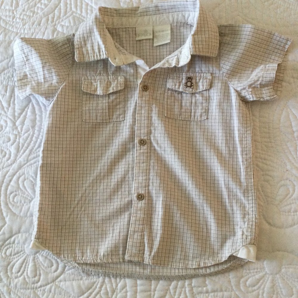 FAO 6-9 MO. TEDDY BEAR PLAID SHIRT - AUTHENTIC